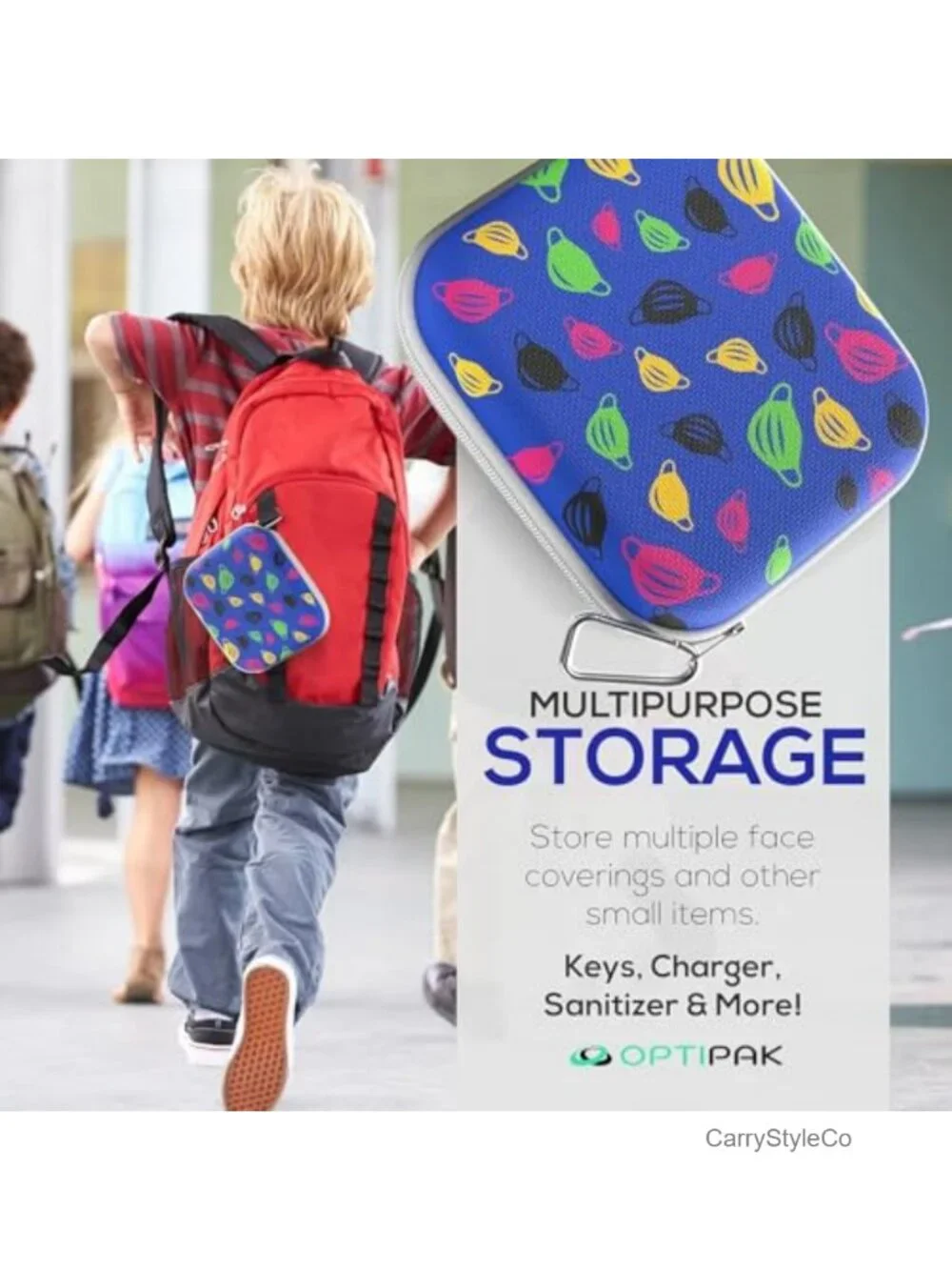 Multipurpose Neoprene Makeup Bag with Zipper Pouch & Carabiner Keychain,